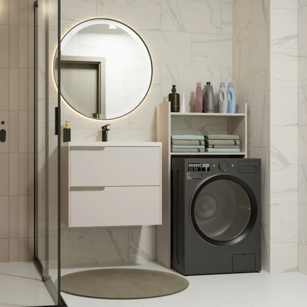 Mobile lavatrice 64x126 cm con 2 ripiani cashmere MLT6