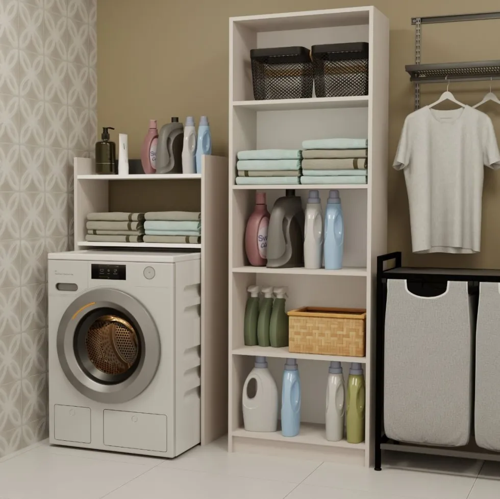 Mobile lavatrice 64x126 cm con 2 ripiani cashmere MLT6