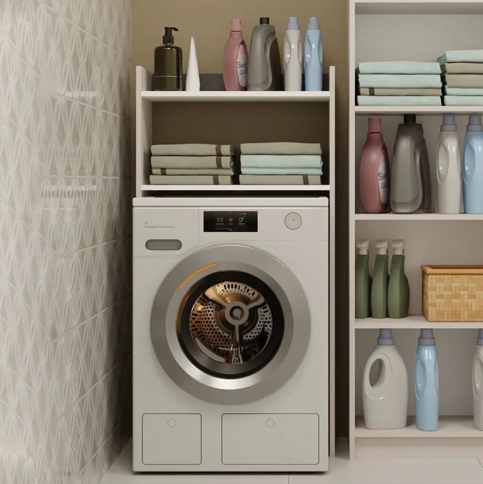 Mobile lavatrice 64x126 cm con 2 ripiani cashmere MLT6