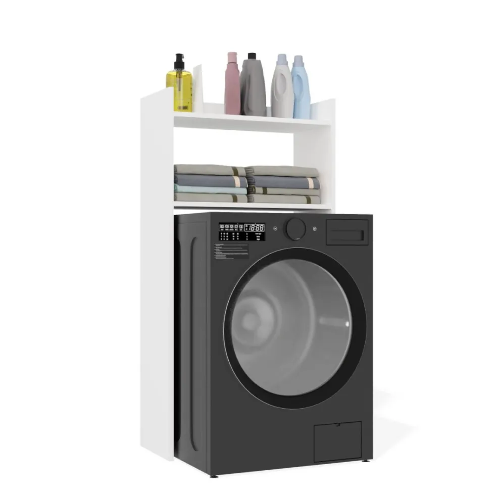Mobile lavatrice 64x126 cm con 2 ripiani bianco opaco MLT6