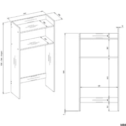 Mobile lavatrice 64x126 cm con 2 ripiani bianco opaco MLT6