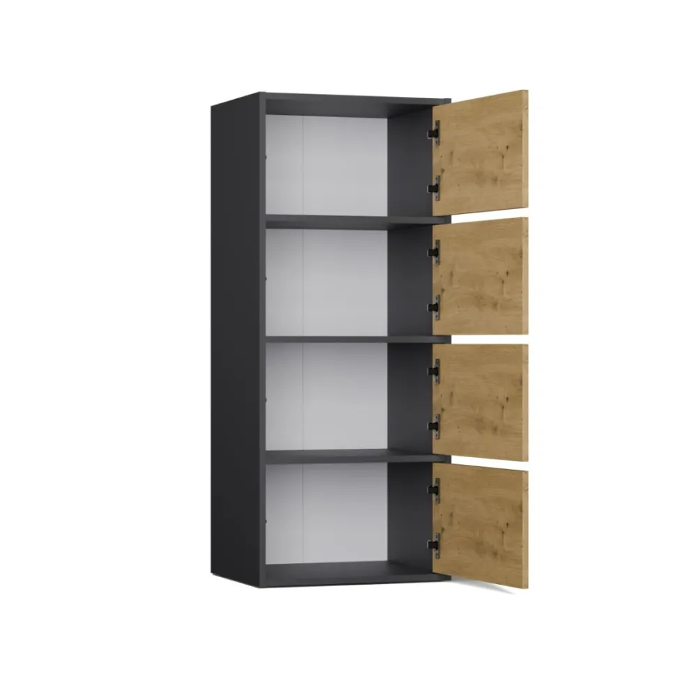 Mobile multiuso 50x119 cm con 4 ante tip-on rovere e antracite MMT1