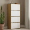 Mobile multiuso 50x119 cm con 4 ante tip-on bianco e rovere MMT1