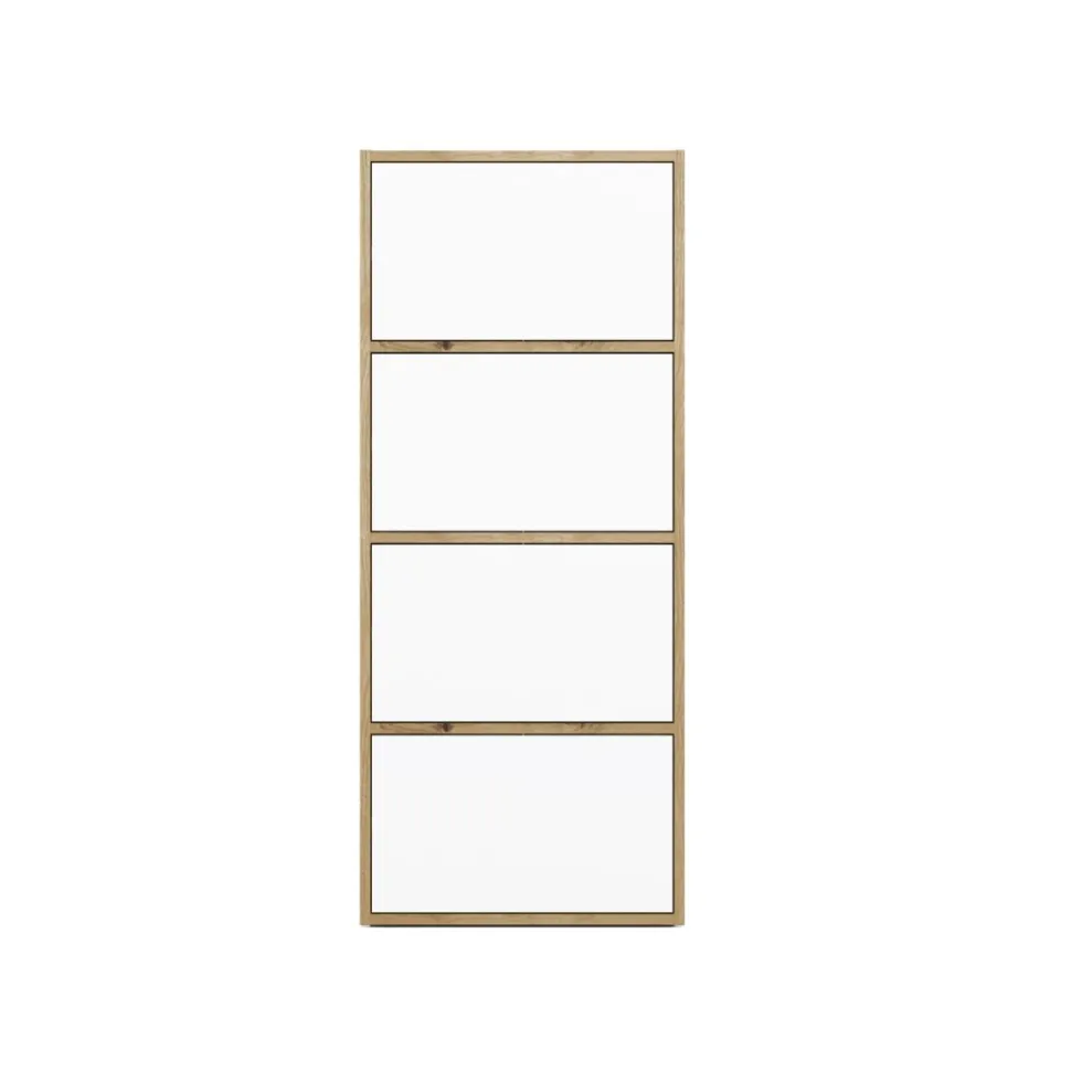 Mobile multiuso 50x119 cm con 4 ante tip-on bianco e rovere MMT1