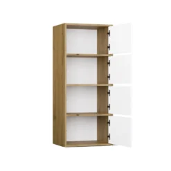 Mobile multiuso 50x119 cm con 4 ante tip-on bianco e rovere MMT1