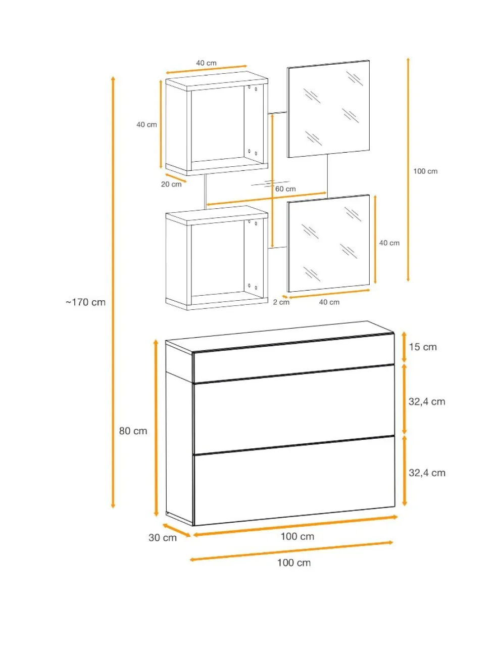 Mobile per ingresso bianco e rovere IP5