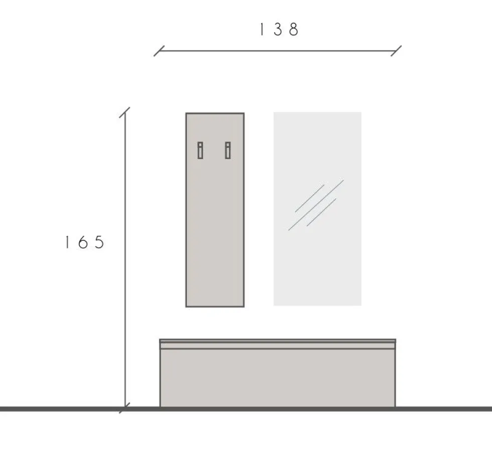 Mobile per ingresso con attaccapanni 138x165 cm bianco lucido IL15