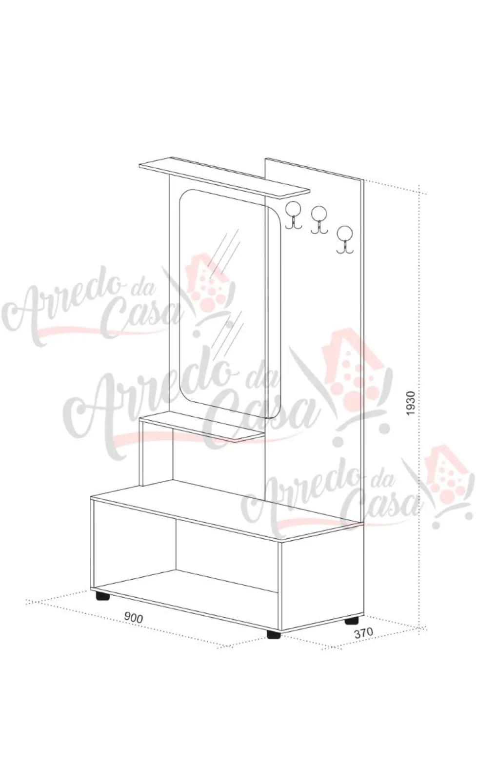 Mobile per ingresso con specchio grafite e rovere naturale IU21