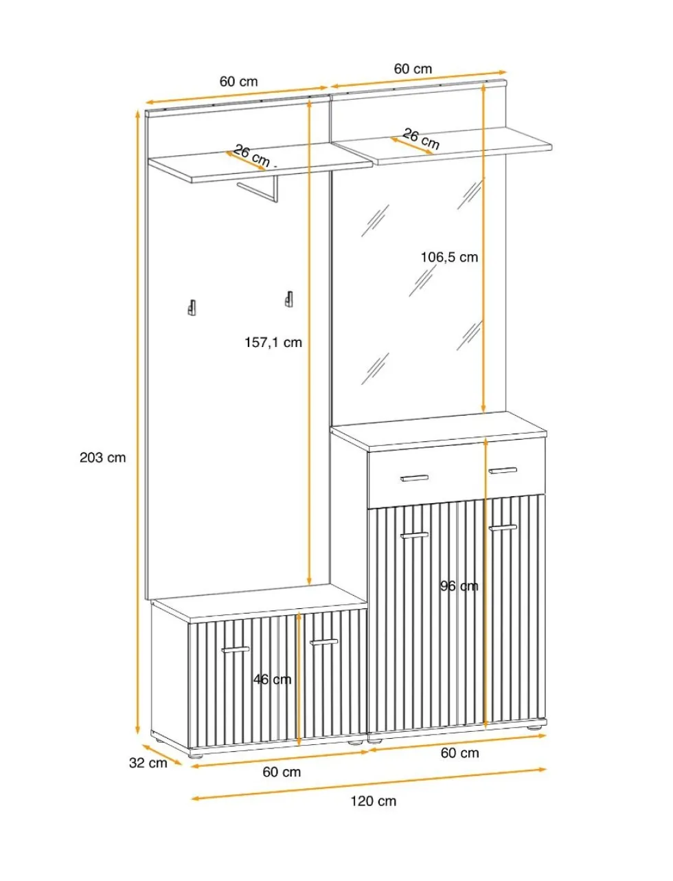 Mobile per ingresso guardaroba moderno 120x203 IP22