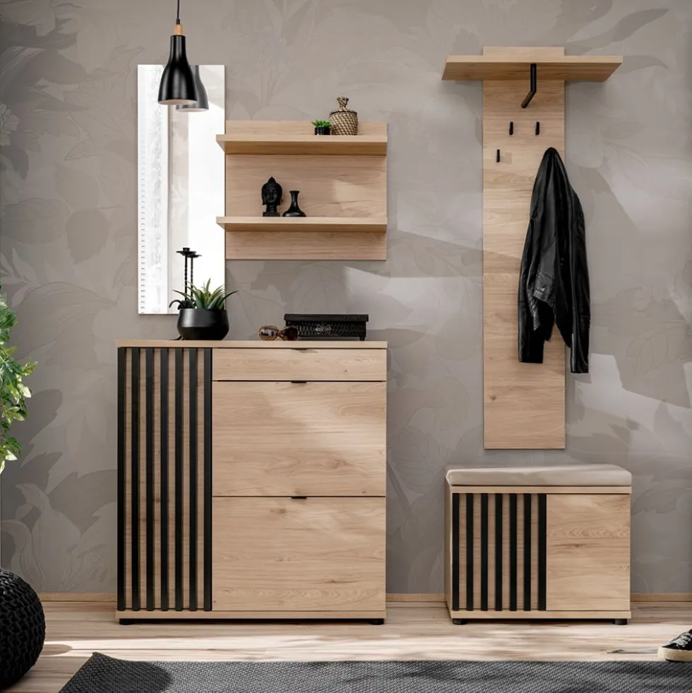 Mobile per ingresso moderno rovere e nero 160x202 IP25