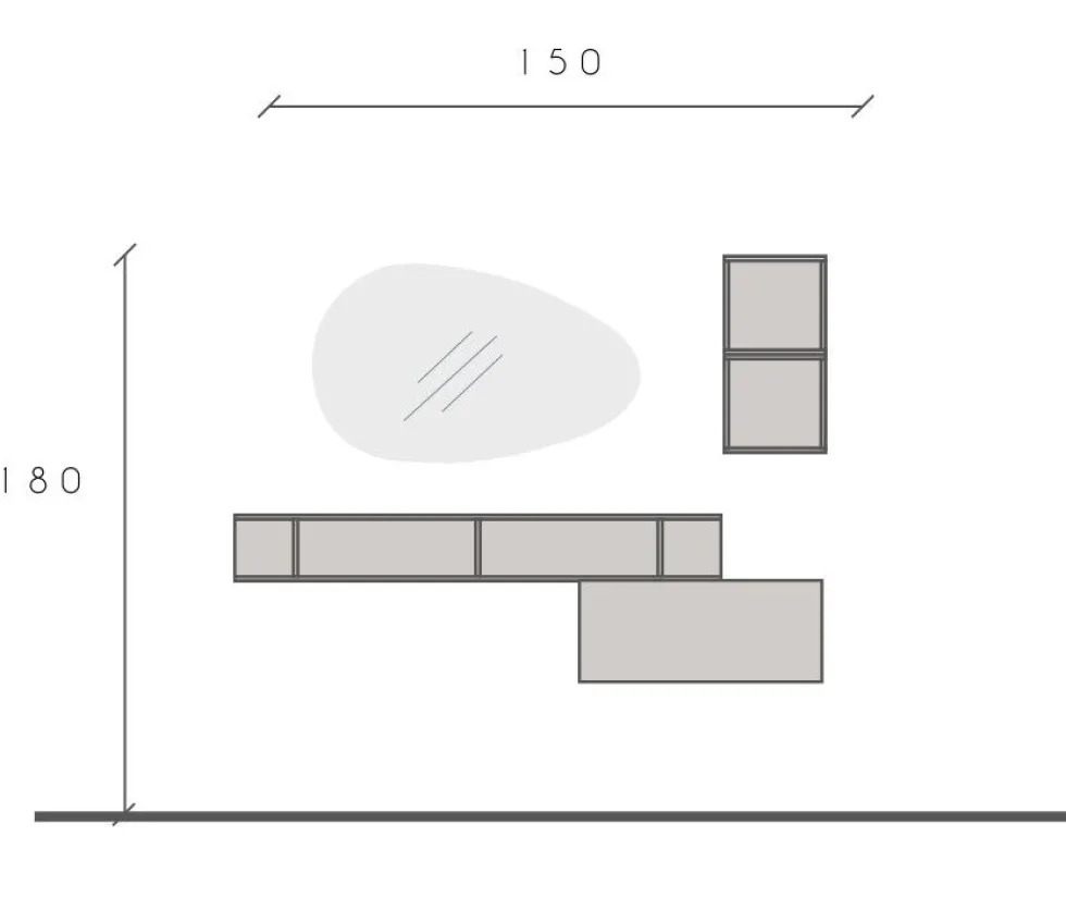 Mobile per ingresso sospeso 150x160 cm argilla e rovere IL7