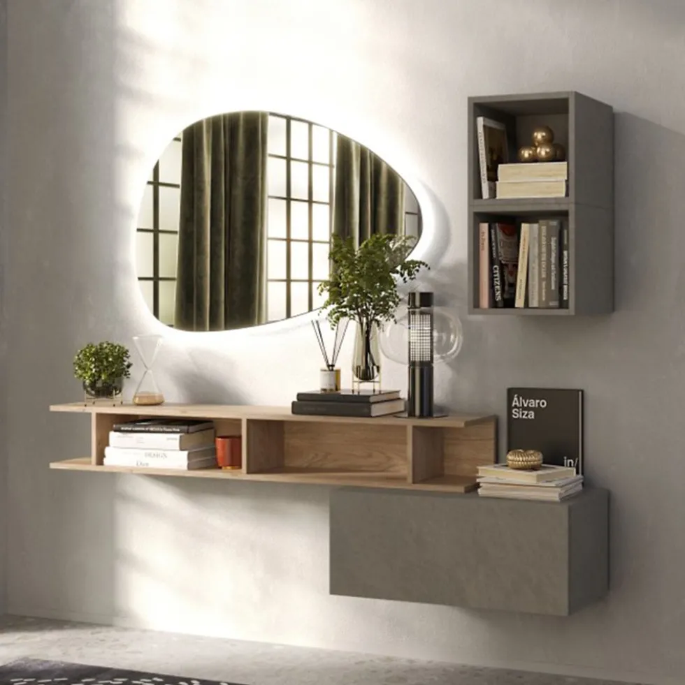 Mobile per ingresso sospeso 150x160 cm argilla e rovere IL7