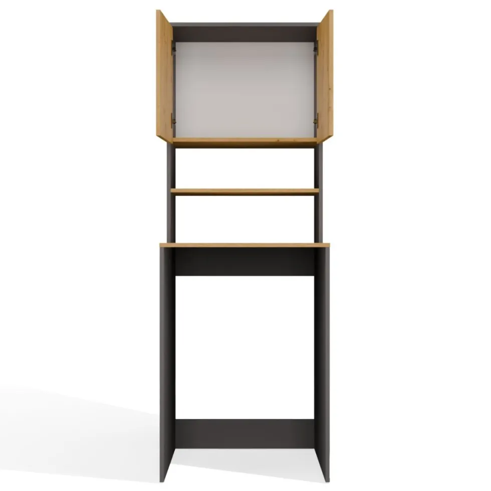 Mobile per lavatrice 64x180 cm con 2 ante e mensola rovere e antracite MLT2