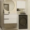 Mobile per lavatrice 64x180 cm con 2 ante e mensola bianco opaco MLT2