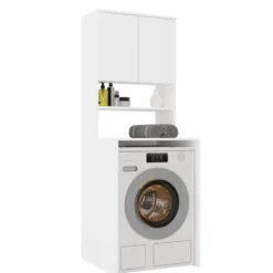 Mobile per lavatrice 64x180 cm con 2 ante e mensola bianco opaco MLT2