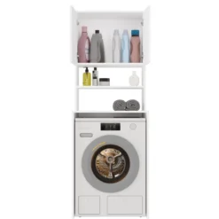 Mobile per lavatrice 64x180 cm con 2 ante e mensola bianco opaco MLT2