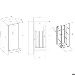 Mobile portabiancheria 35x90 cm con anta a ribalta beige MBT4