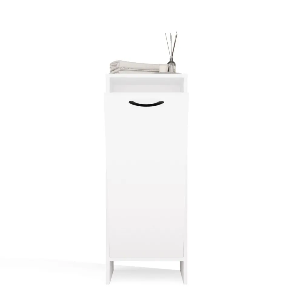 Mobile portabiancheria 35x90 cm con anta a ribalta bianco opaco MBT4
