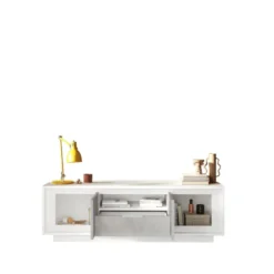 Mobile porta TV con 2 ante e un cassetto 184x58 cm bianco opaco e cemento PTL24