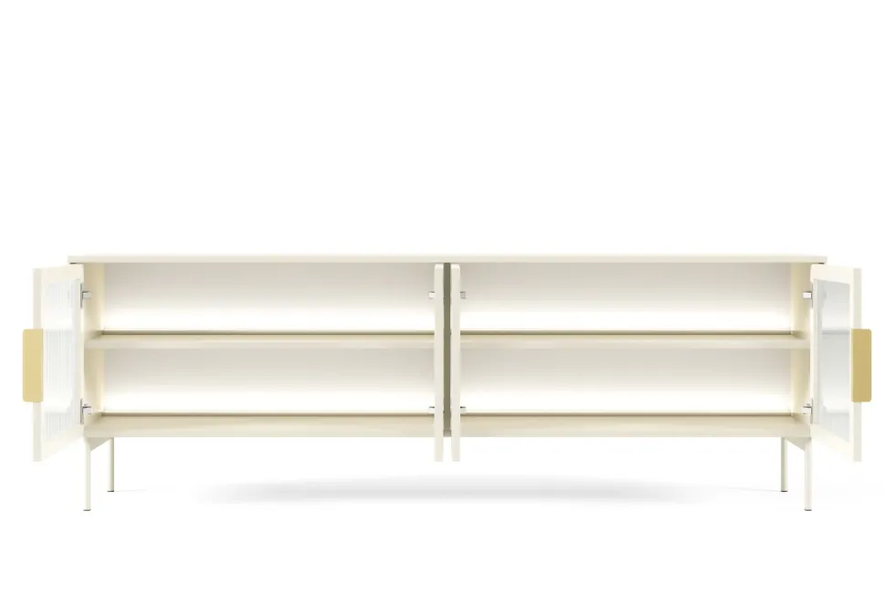 Mobile porta tv con 4 ante in vetro temperato e luce LED beige cashmere PTVLK26