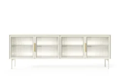 Mobile porta tv con 4 ante in vetro temperato e luce LED beige cashmere PTVLK26