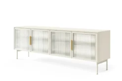 Mobile porta tv con 4 ante in vetro temperato e luce LED beige cashmere PTVLK26