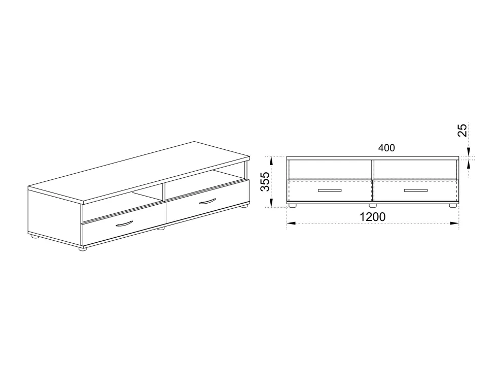 Mobile porta Tv con 2 cassetti rovere PTI6233