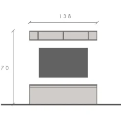Mobile porta tv con mensola 138x40 cm bianco lucido e rovere PTL35