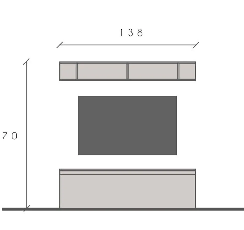 Mobile porta tv con mensola 138x40 cm bianco lucido e rovere PTL35