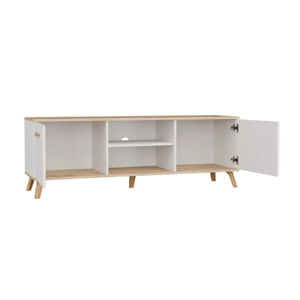 Mobile porta tv moderno 150 cm bianco e rovere PTVT7