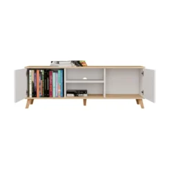 Mobile porta tv moderno 150 cm bianco e rovere PTVT7