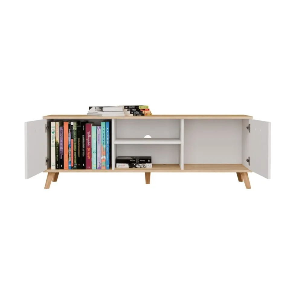 Mobile porta tv moderno 150 cm bianco e rovere PTVT7