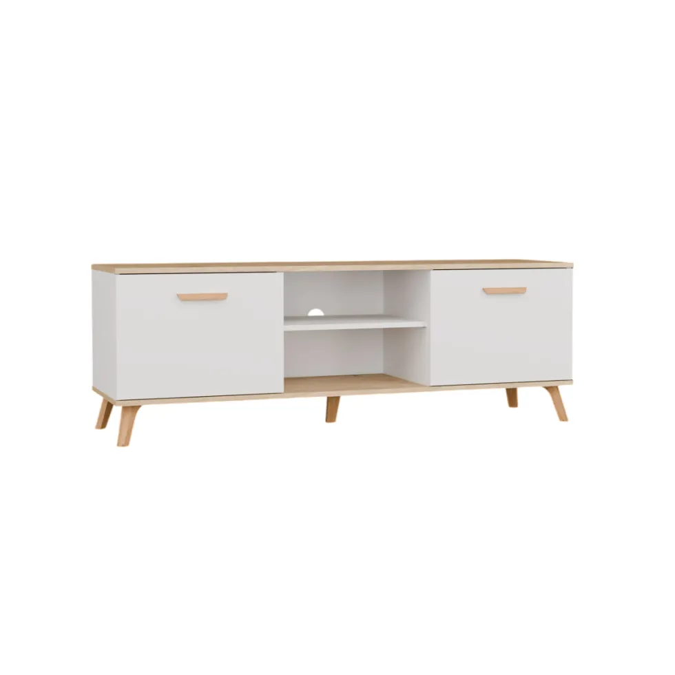 Mobile porta tv moderno 150 cm bianco e rovere PTVT7