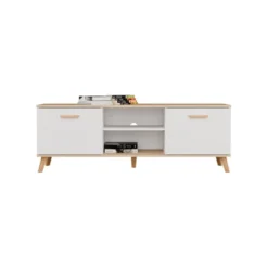 Mobile porta tv moderno 150 cm bianco e rovere PTVT7
