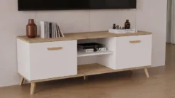 Mobile porta tv moderno 150 cm bianco e rovere PTVT7