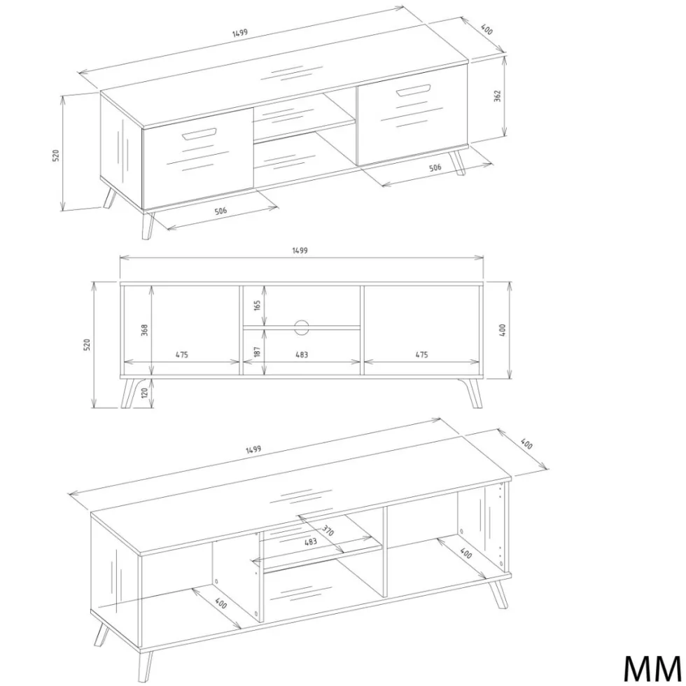 Mobile porta tv moderno 150 cm bianco e rovere PTVT7