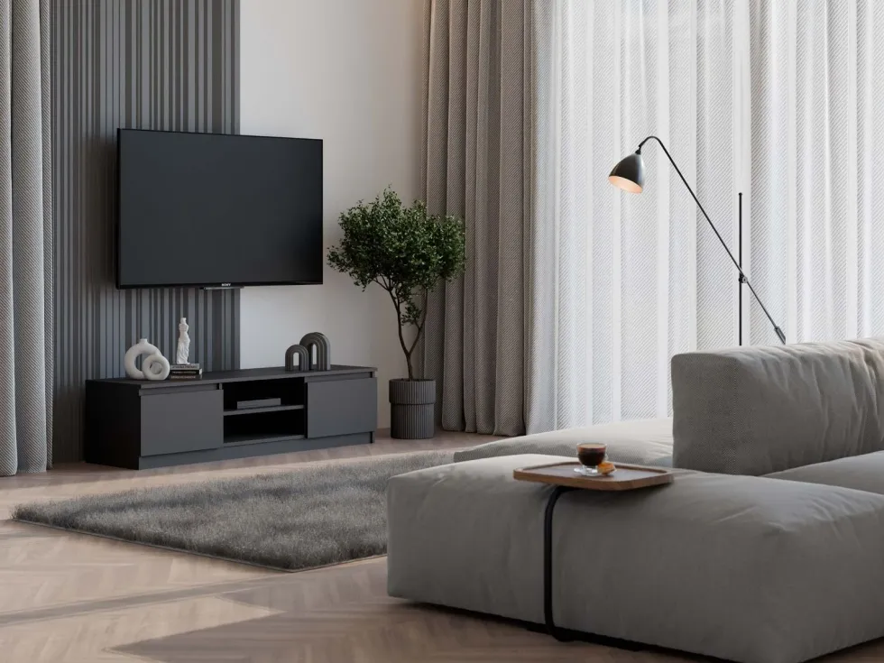 Mobile porta tv moderno 140 cm nero PTVT2