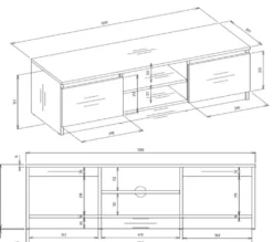 Mobile porta tv moderno 120 cm nero PTVT1