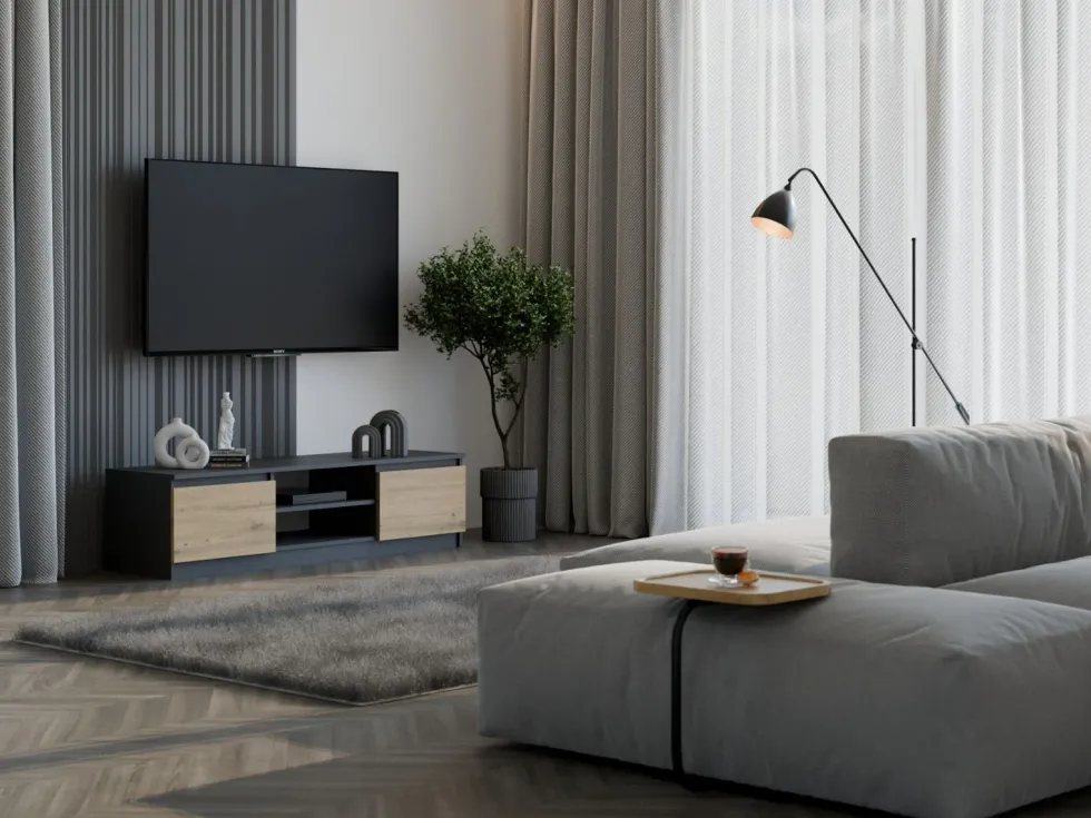Mobile porta tv moderno 140 cm rovere e antracite PTVT2