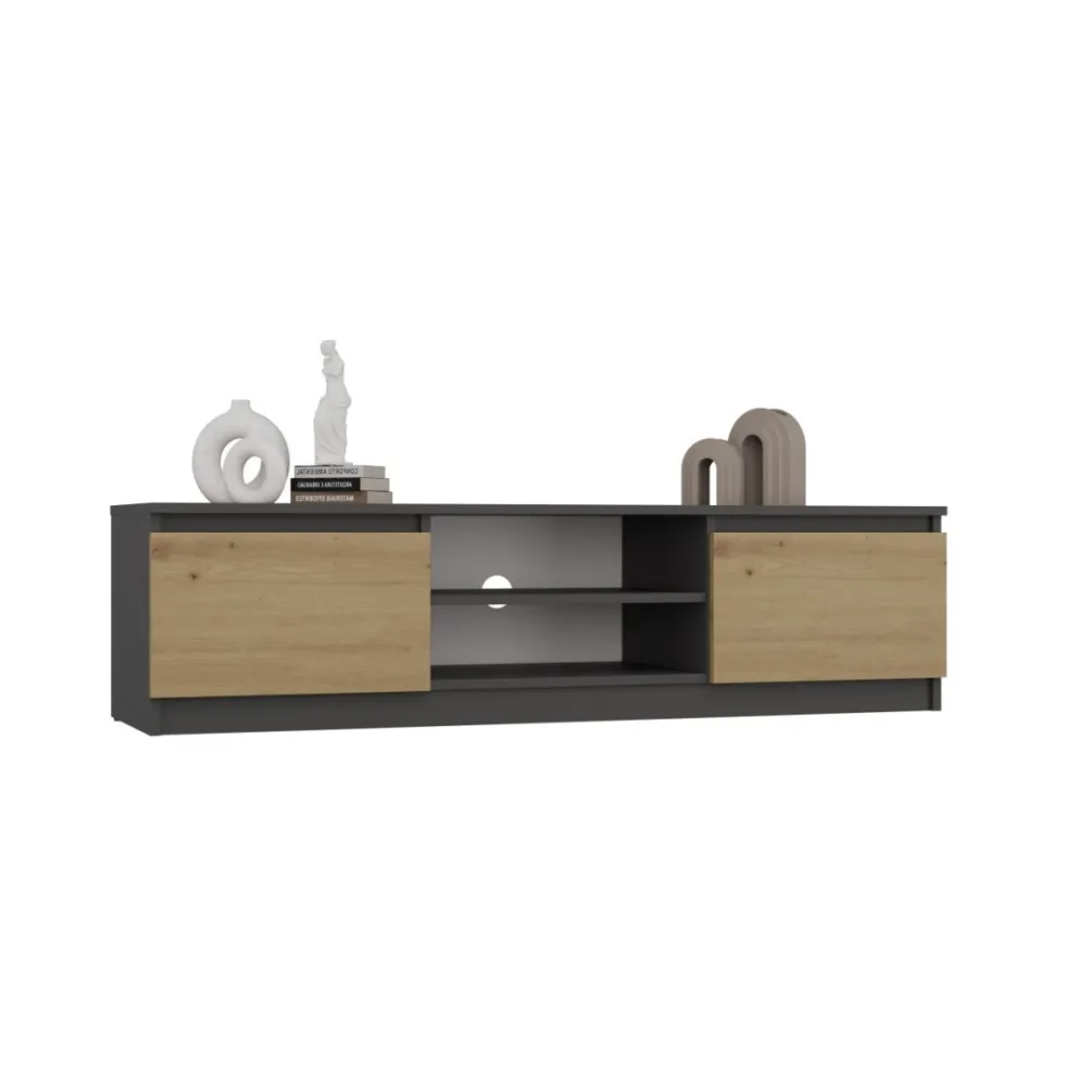 Mobile porta tv moderno 140 cm rovere e antracite PTVT2