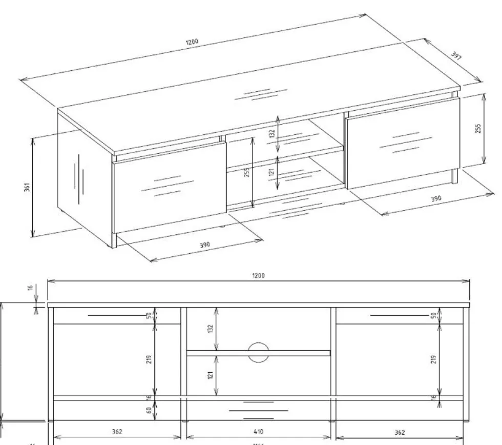 Mobile porta tv moderno 120 cm rovere PTVT1
