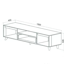 Mobile porta tv moderno con ante e cassetto 150x53,5x40 cm in rovere, grafite e beige PTVU1