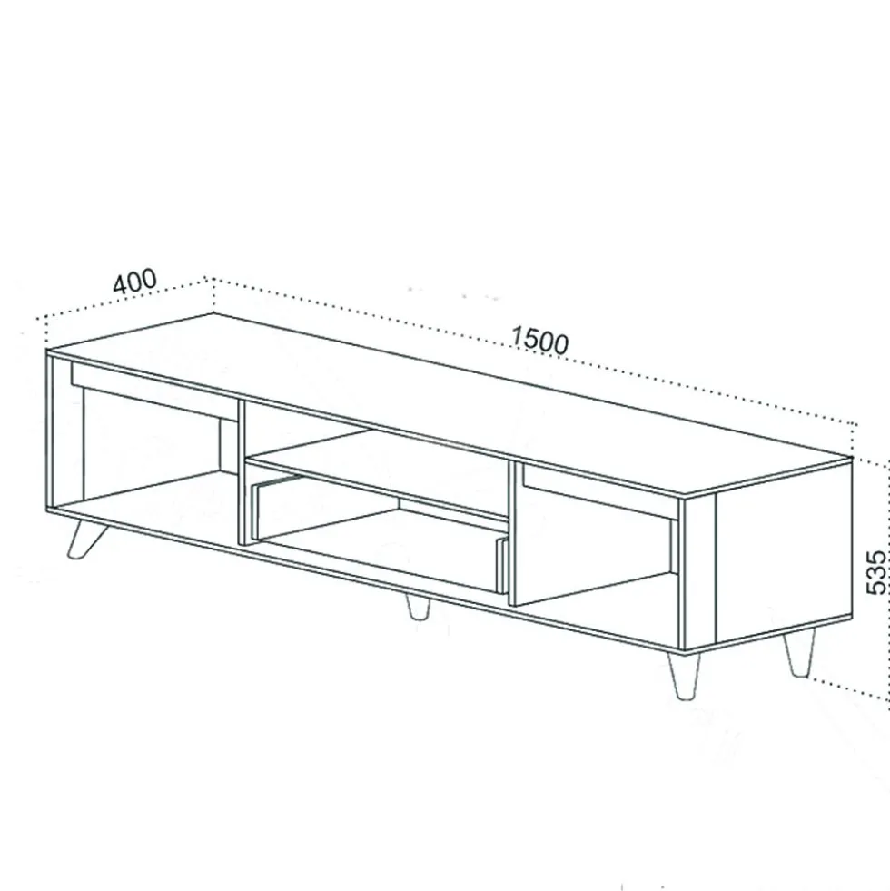 Mobile porta tv moderno con ante e cassetto 150x53,5x40 cm in rovere, grafite e beige PTVU1