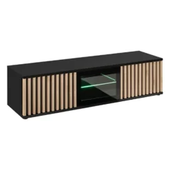 Mobile porta tv moderno con luci LED nero e rovere 160x42 PTVP17