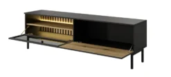 Mobile porta tv moderno con luce LED 180x55cm nero e rovere PTLK9