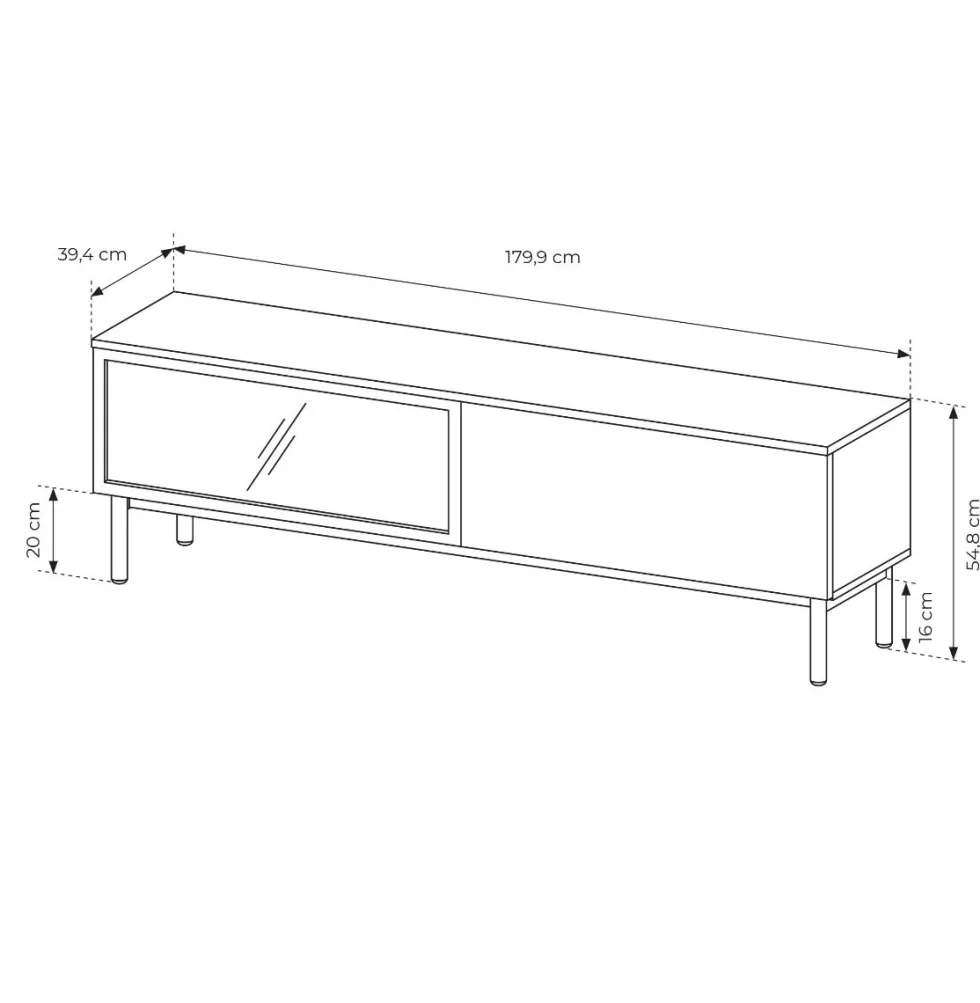 Mobile porta tv moderno con luce LED 180x55cm nero e rovere PTLK9