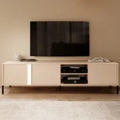 Mobile porta tv moderno con luce LED 203x53cm beige PTVLK4