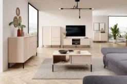 Mobile porta tv moderno con luce LED 153x53cm beige PTVLK5