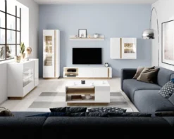 Mobile porta tv moderno con luci LED 187x45cm bianco PTVLK2