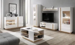 Mobile porta tv moderno con luci LED 138X45cm bianco PTVLK1